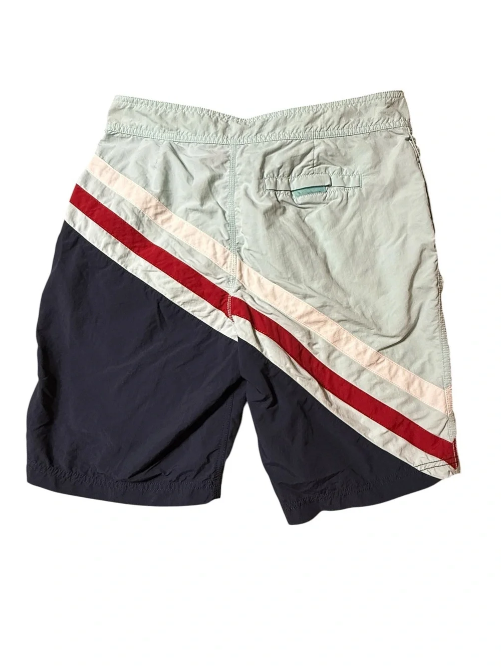 Vtg 90s Nautica Colorblock Board Shorts Men 32W NS-83 Logo Swim Trunks Navy Red